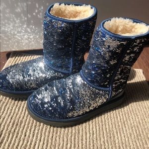 Blue Sequin UGG boots